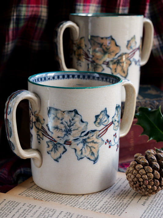 19th Century Double Handled Ivy Lustre Mug