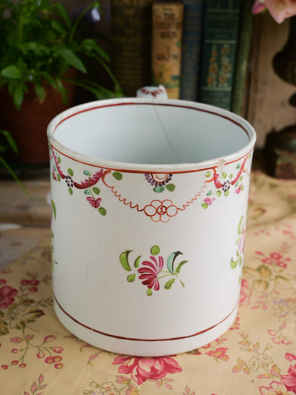 Large Hand Painted Georgian Pearlware Mug