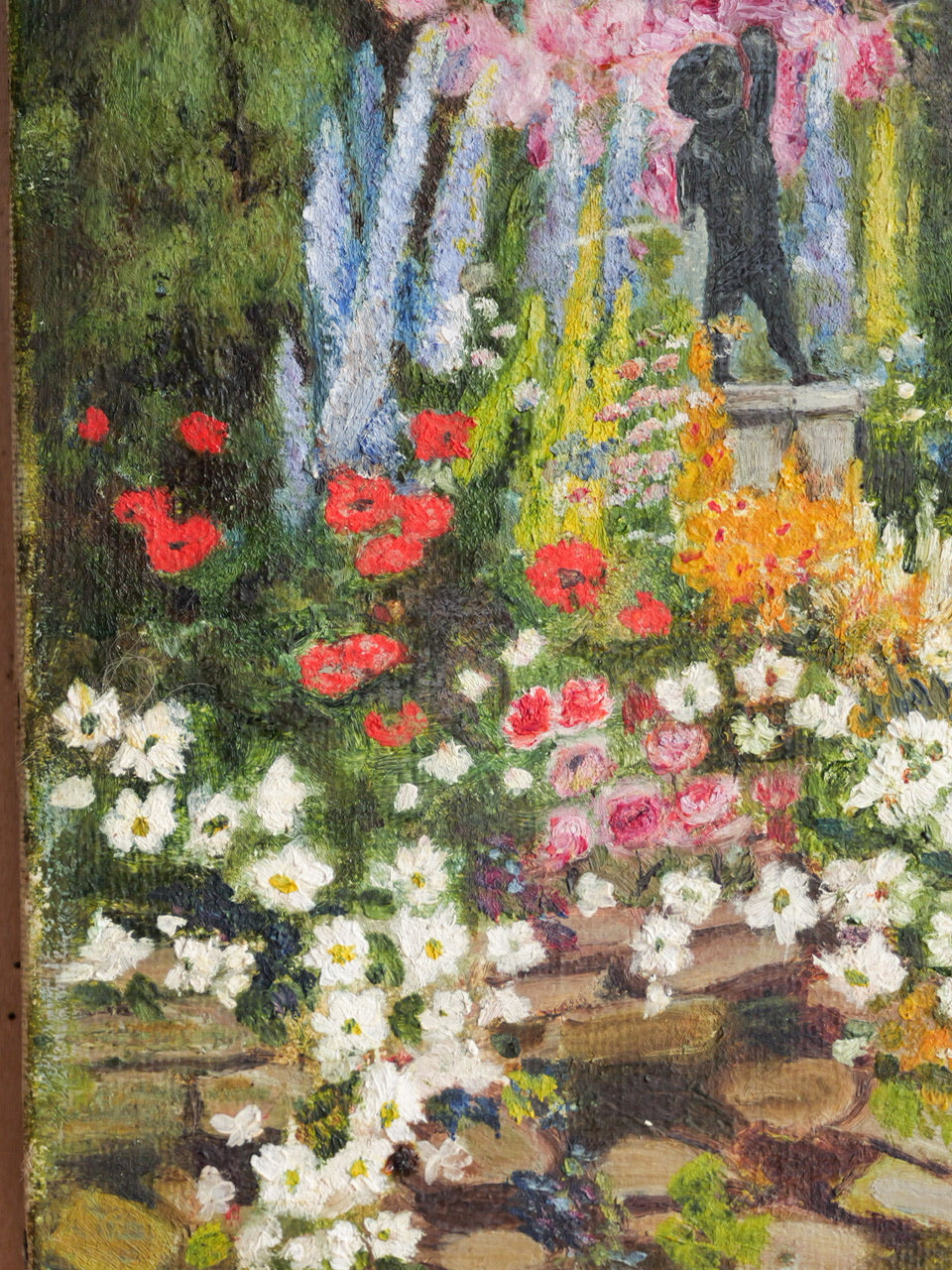 Vintage Art School Garden Painting on Canvas