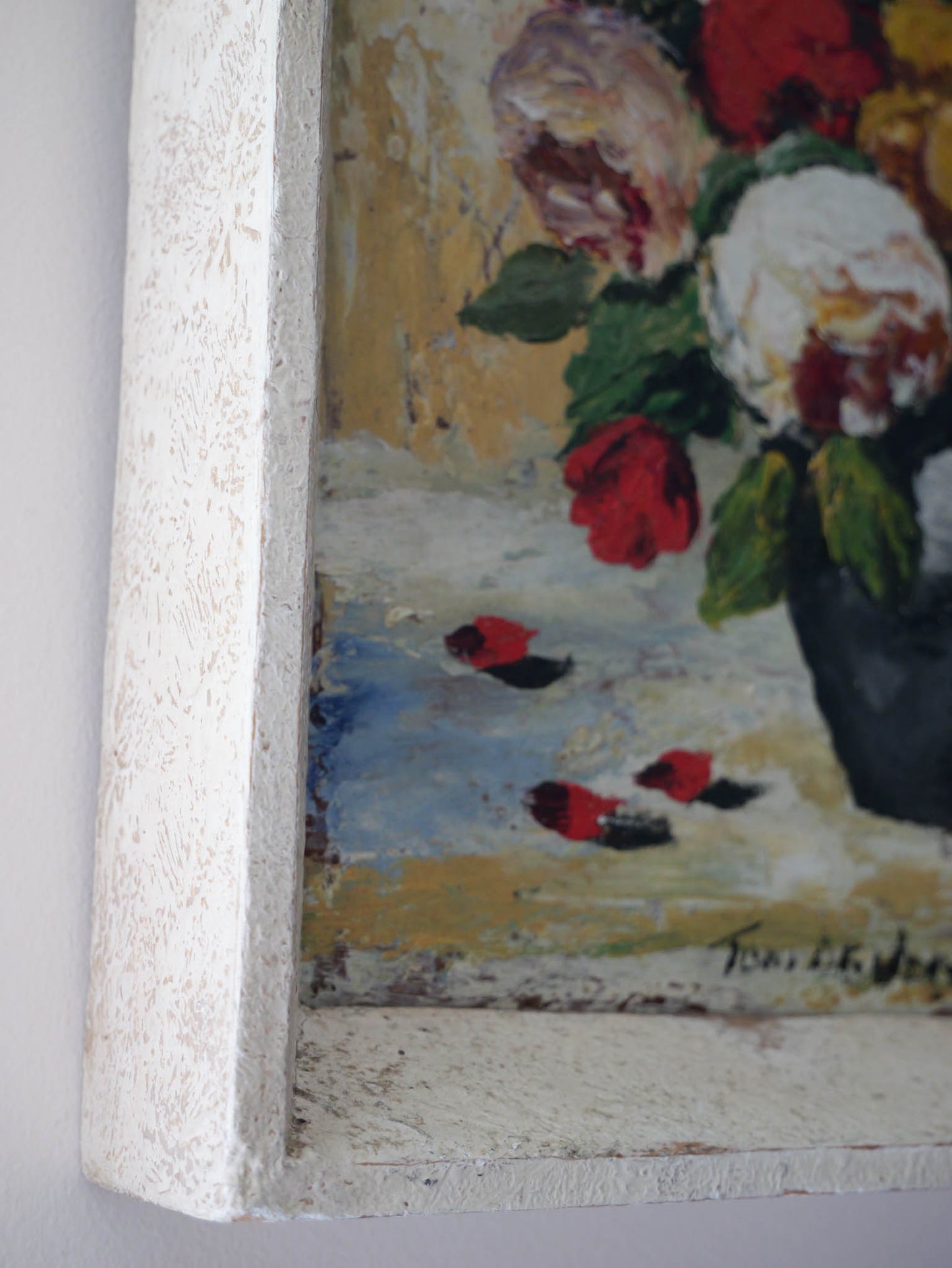 Vintage Floral Still Life Oil Painting