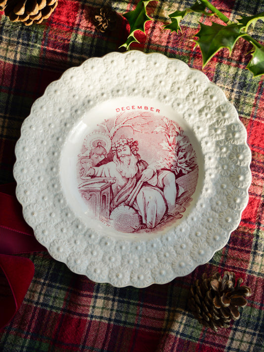 Victorian Creamware Plate - ‘December’