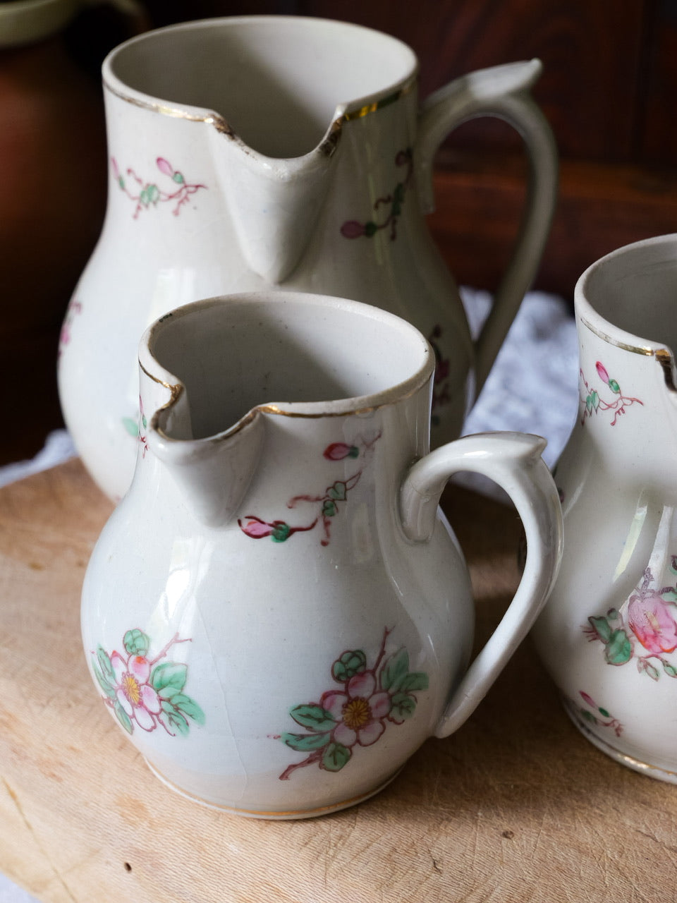 Vintage French Floral Jugs - Set of 3