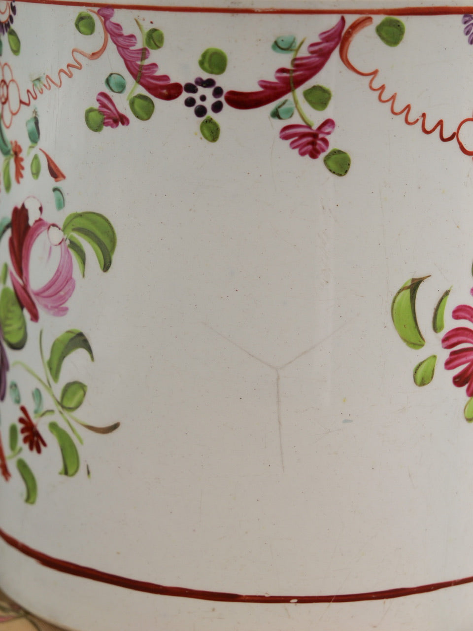 Large Hand Painted Georgian Pearlware Mug