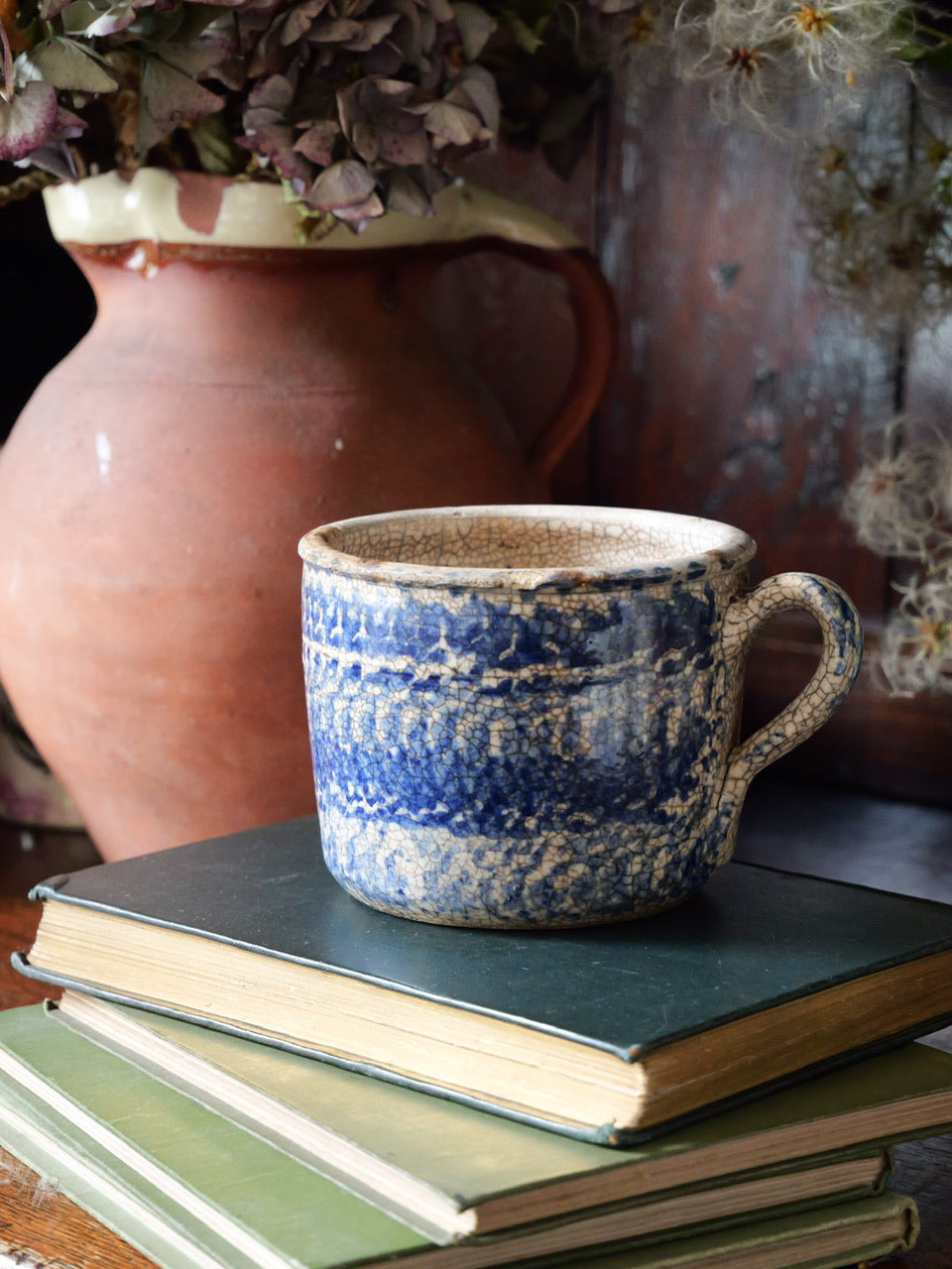 Antique Primitive Spongeware Mug