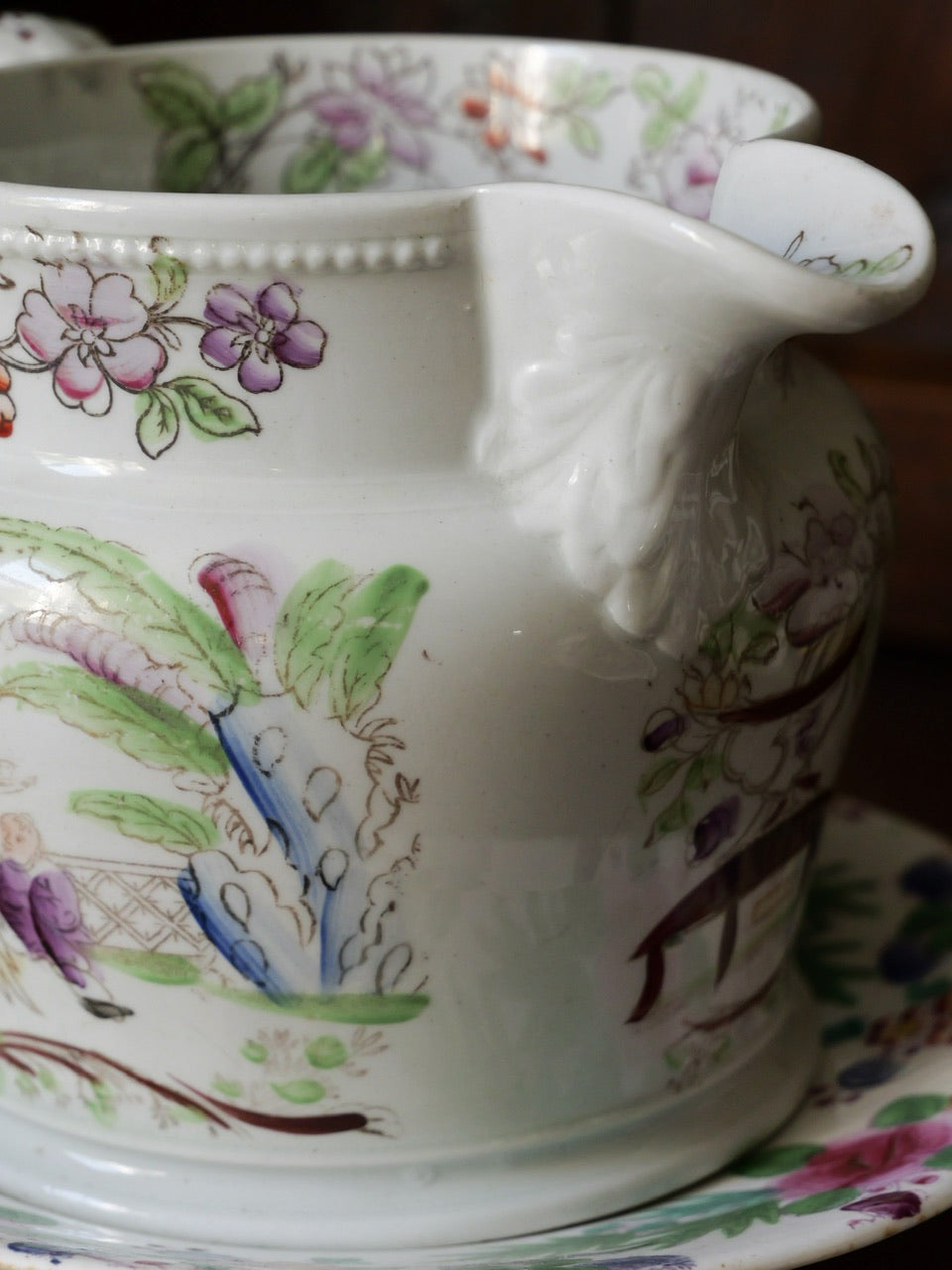Antique Hand Painted Chinoiserie Jug