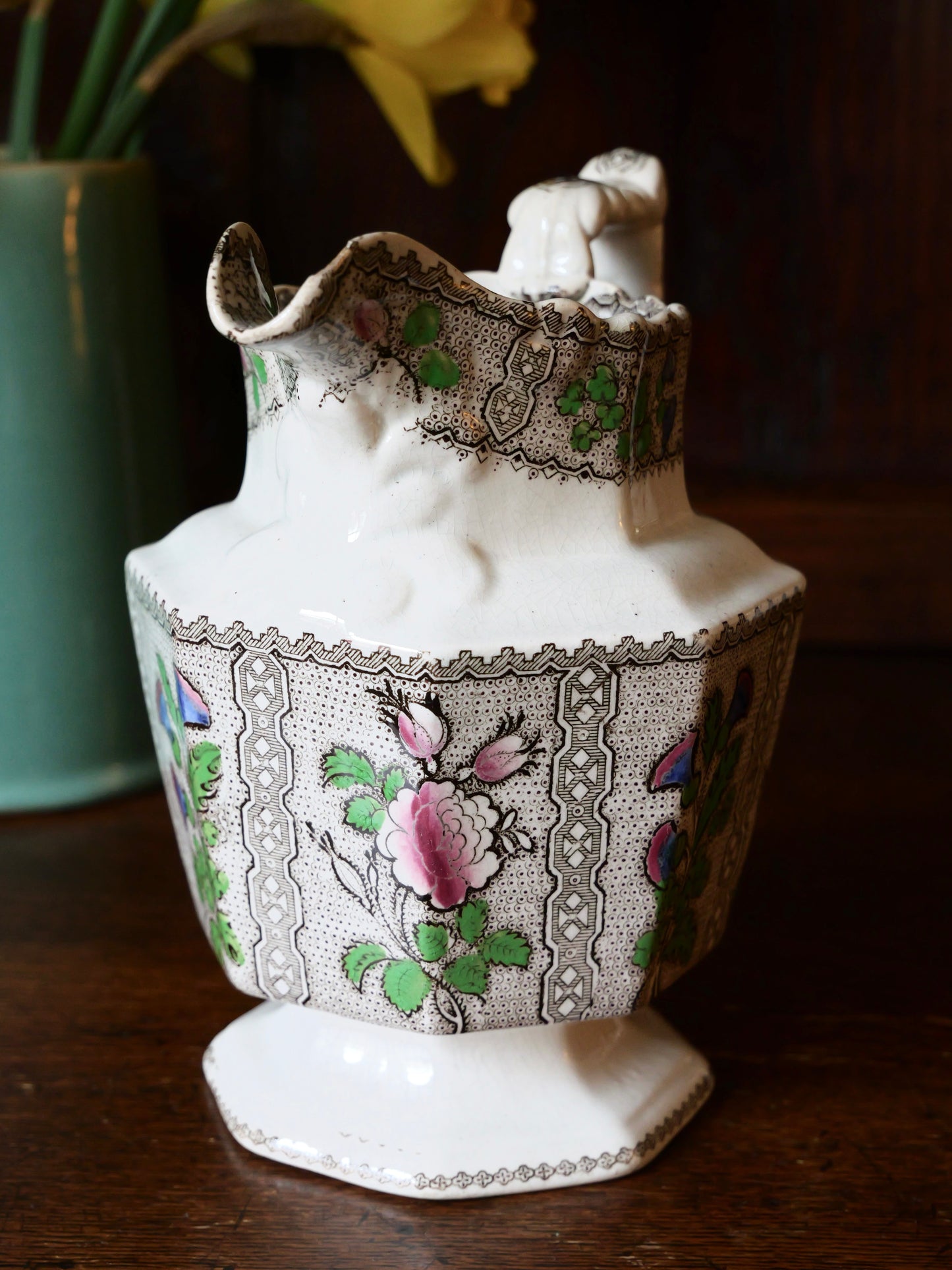 19th Century Hexagonal Transferware Jug