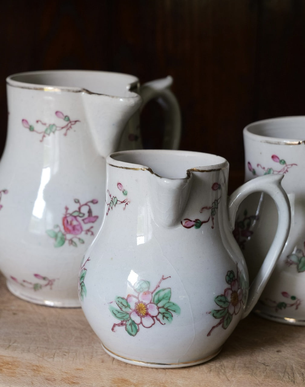 Vintage French Floral Jugs - Set of 3