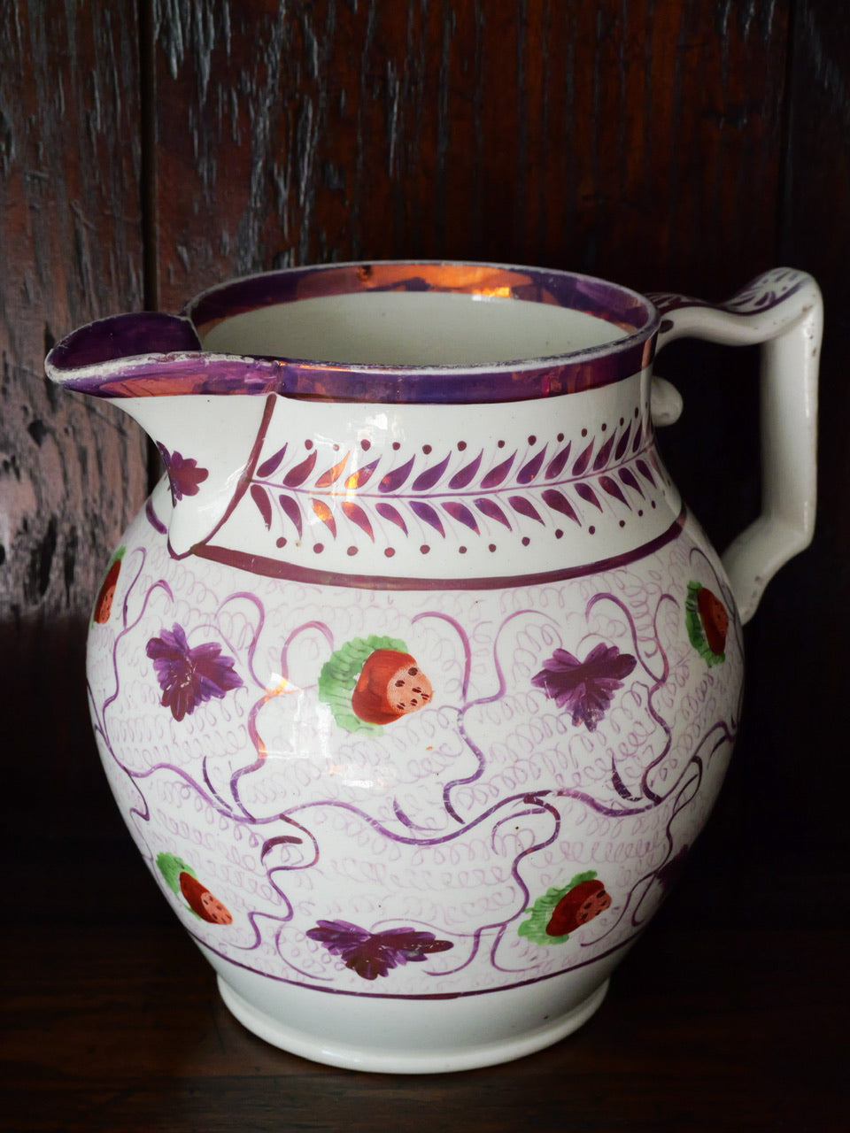 Antique Sunderland Lustre Strawberry Jug