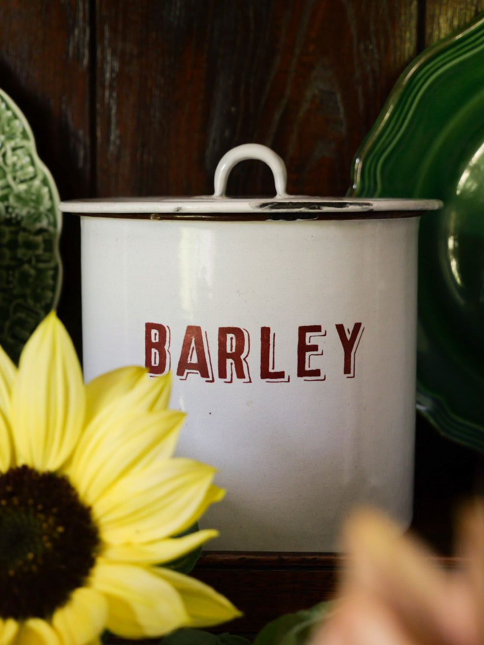 Vintage English Enamel Storage Pots