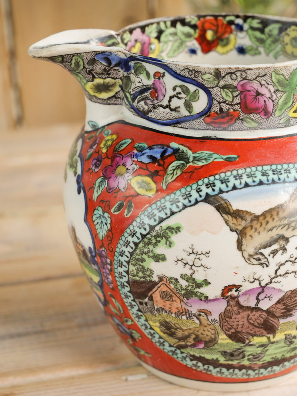 18th Century Georgian Pearlware Avian Transferware Jug
