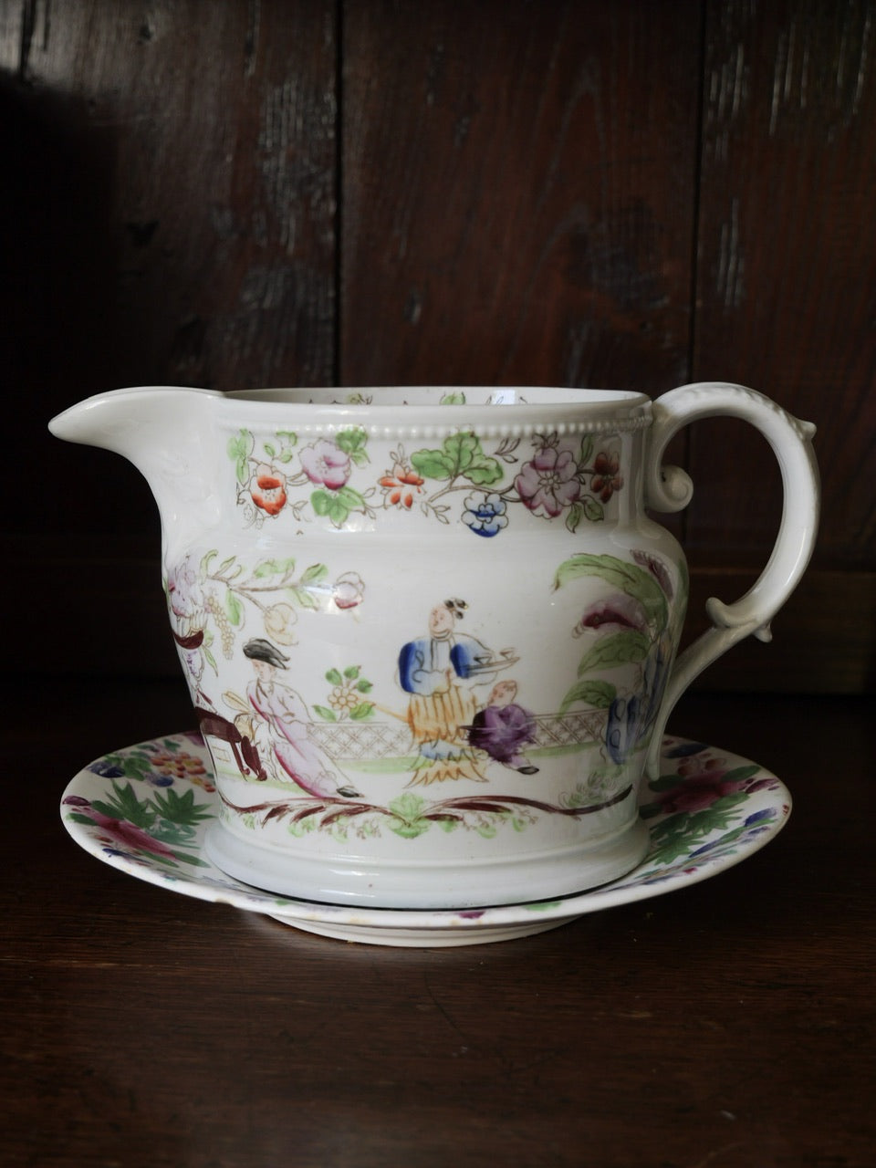 Antique Hand Painted Chinoiserie Jug