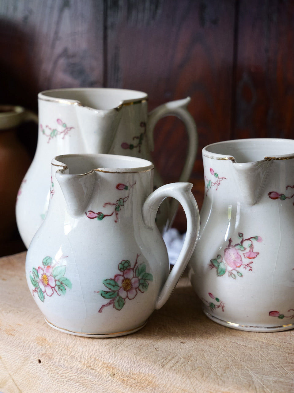 Vintage French Floral Jugs - Set of 3