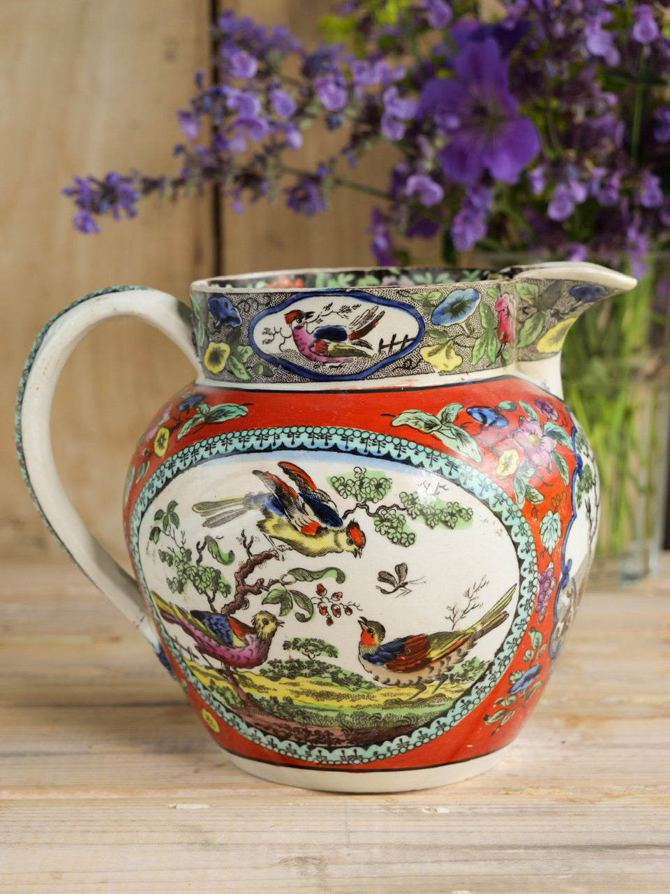 18th Century Georgian Pearlware Avian Transferware Jug