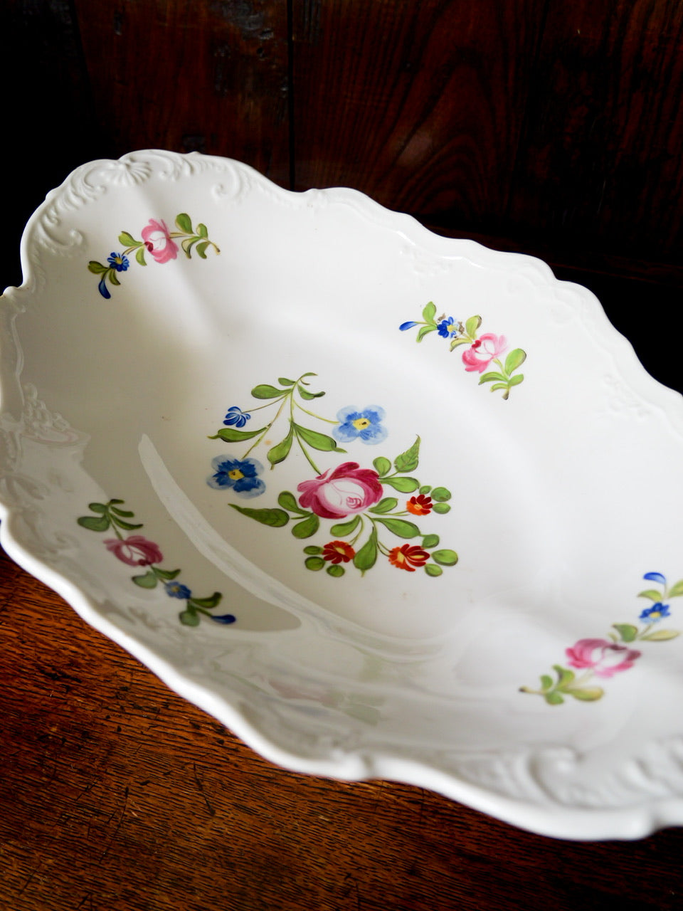 Antique Hand Painted Floral Pedestal Dish