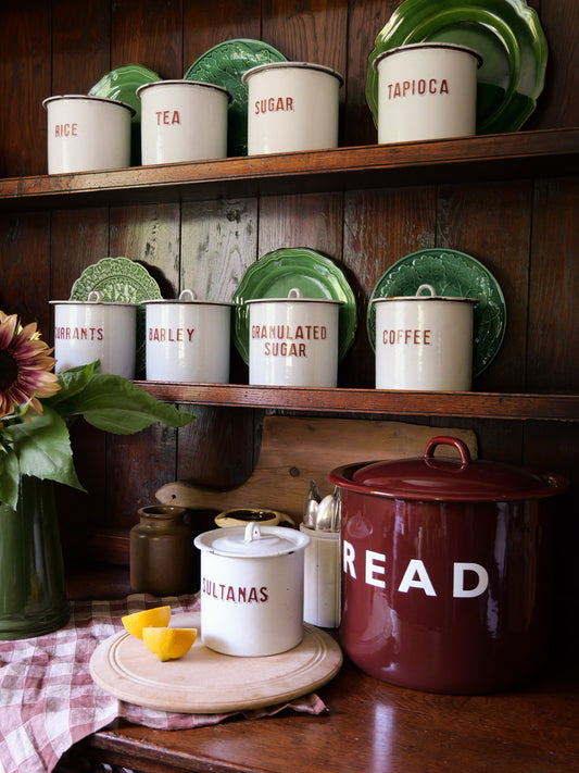 Vintage English Enamel Storage Pots