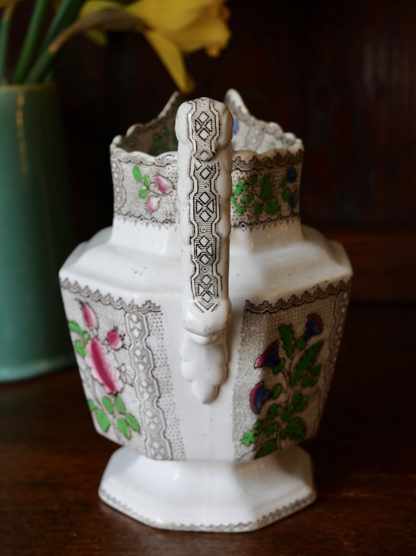 19th Century Hexagonal Transferware Jug