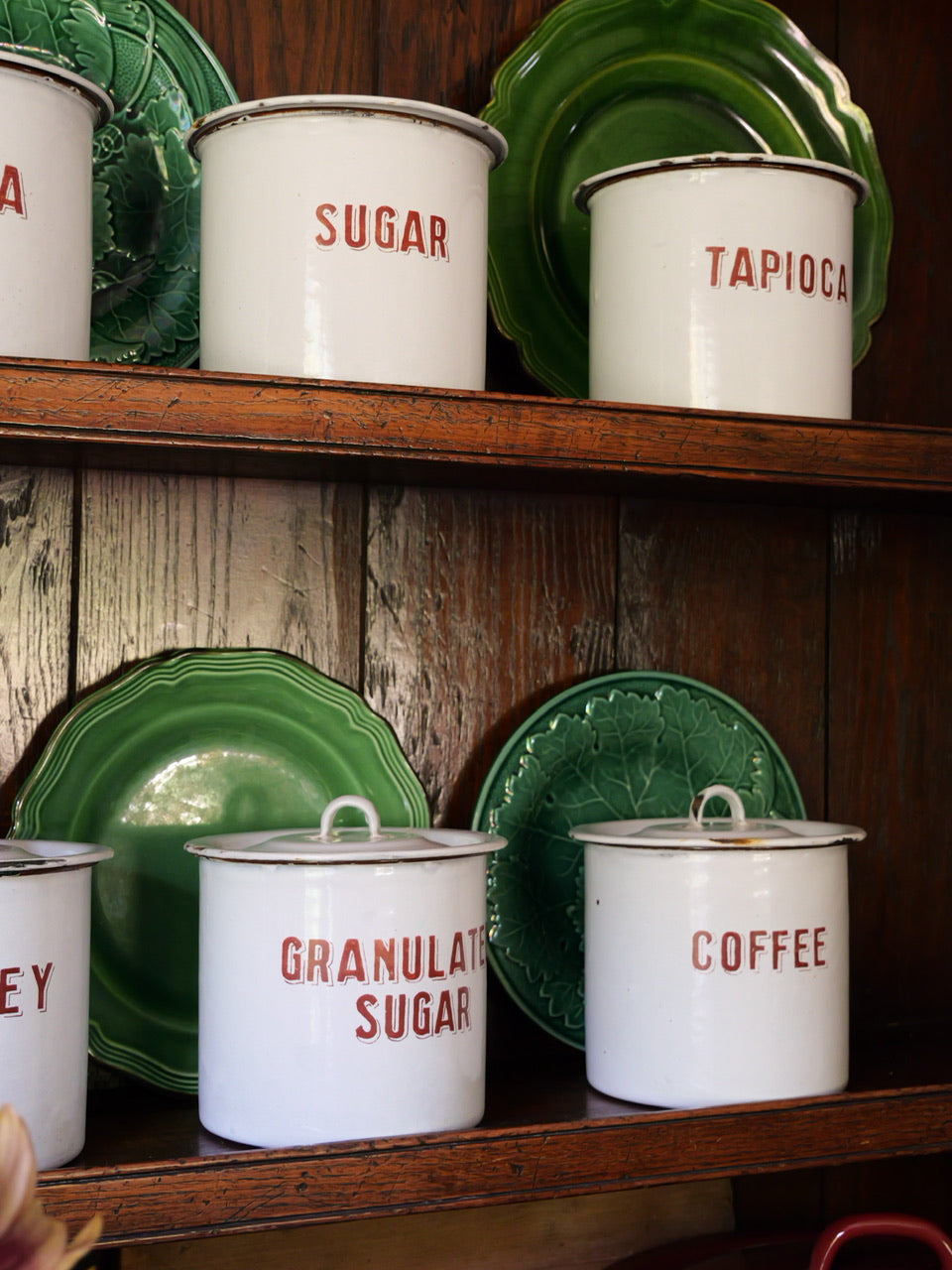 Vintage English Enamel Storage Pots