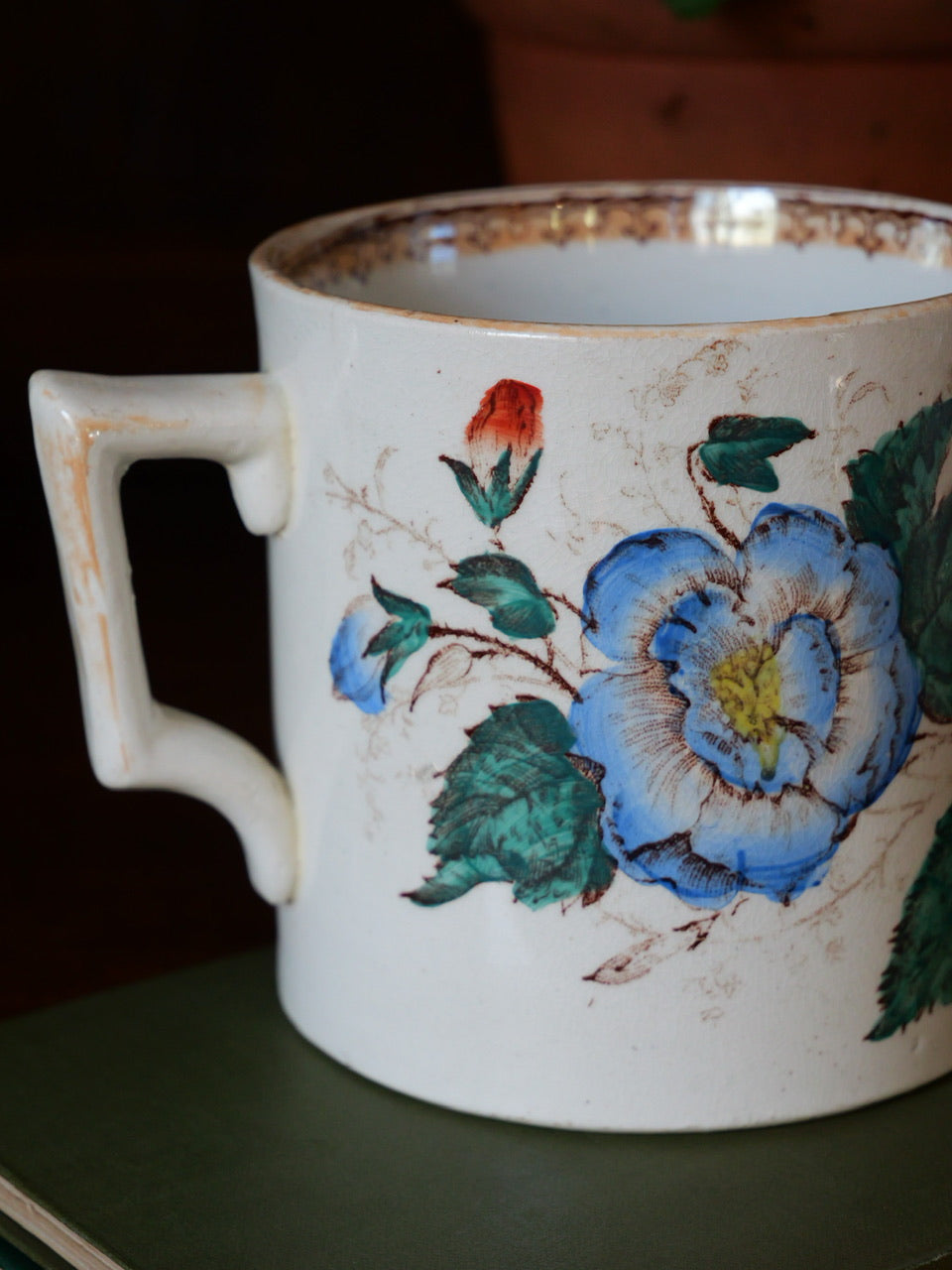 Antique Floral Transfer Loving Cup