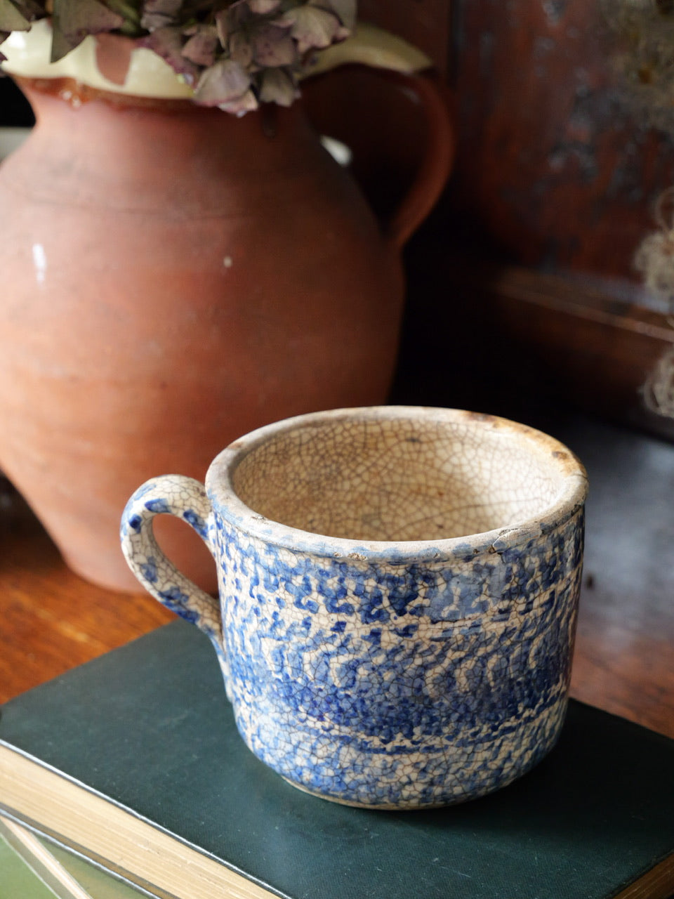 Antique Primitive Spongeware Mug