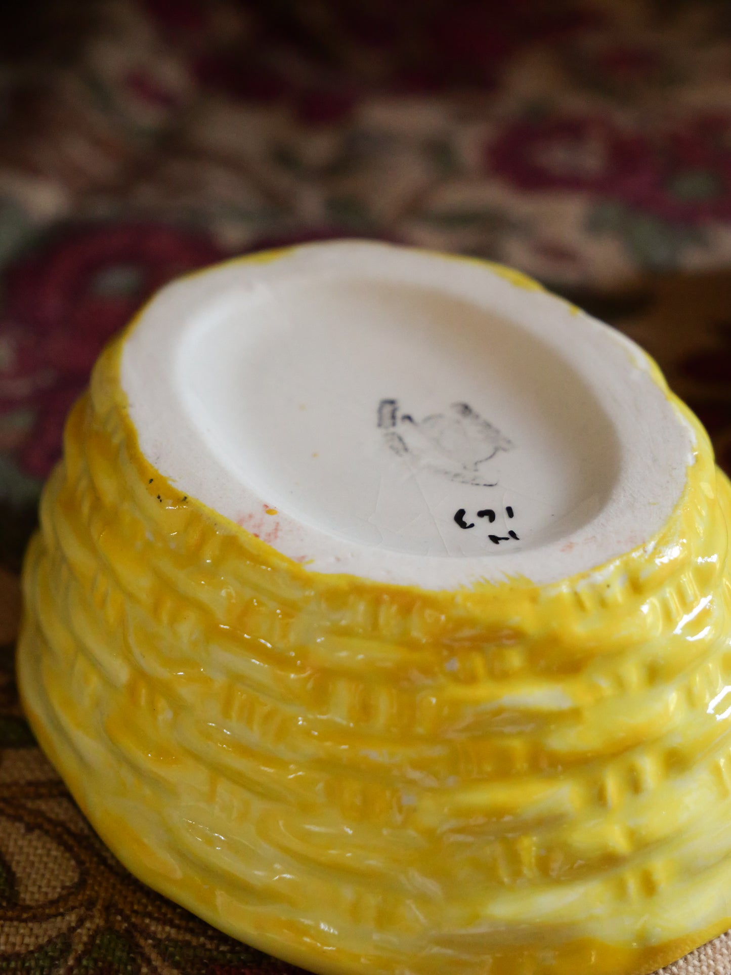 Tiny Antique Staffordshire Hand Painted Hen Basket Tureen