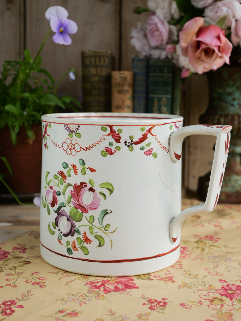 Large Hand Painted Georgian Pearlware Mug
