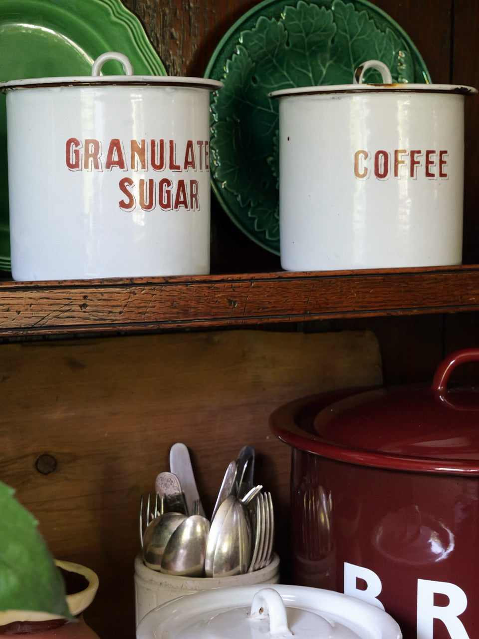 Vintage English Enamel Storage Pots