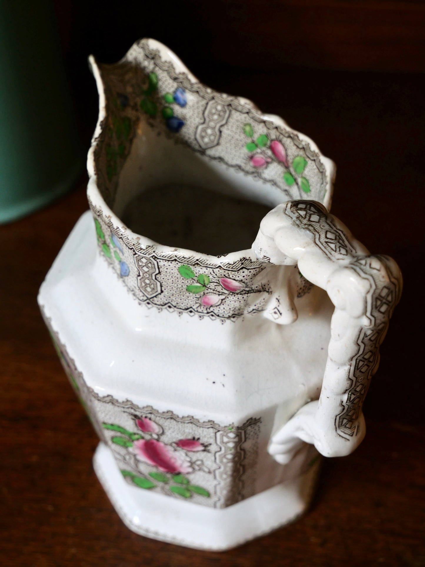 19th Century Hexagonal Transferware Jug