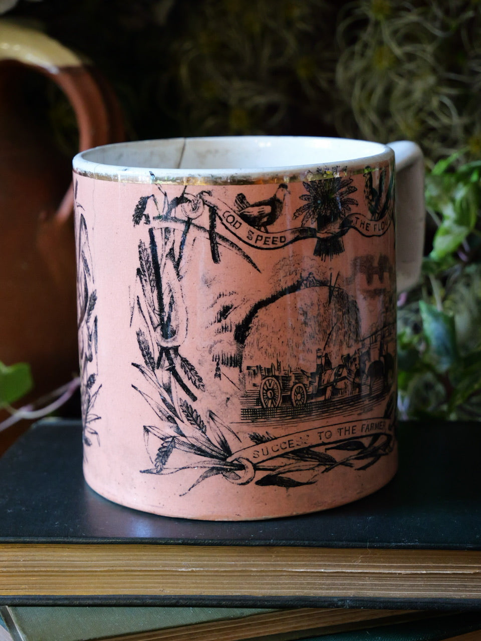 Antique Pink ‘Farmers’ Arms’ Tankard Mug