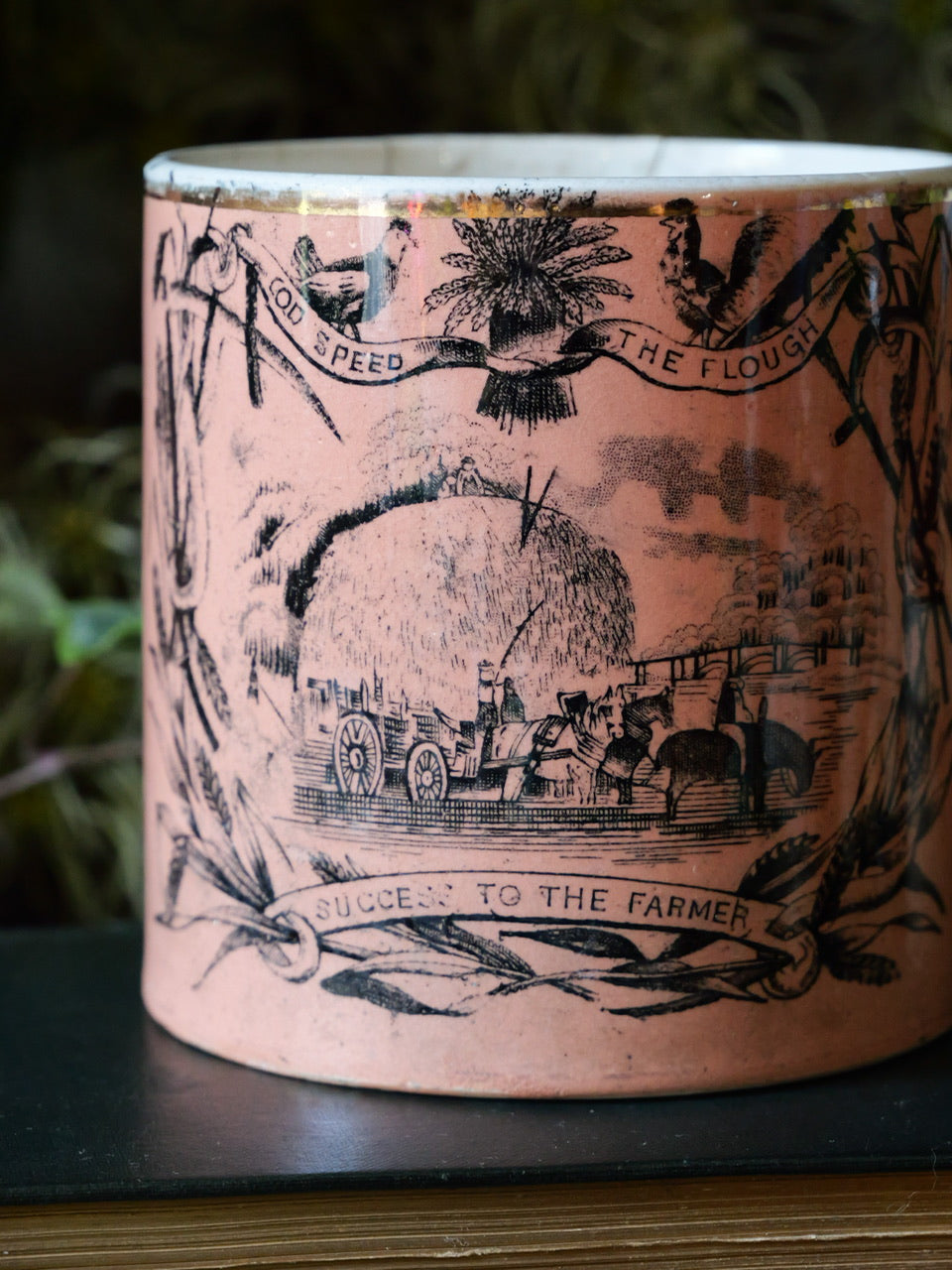 Antique Pink ‘Farmers’ Arms’ Tankard Mug