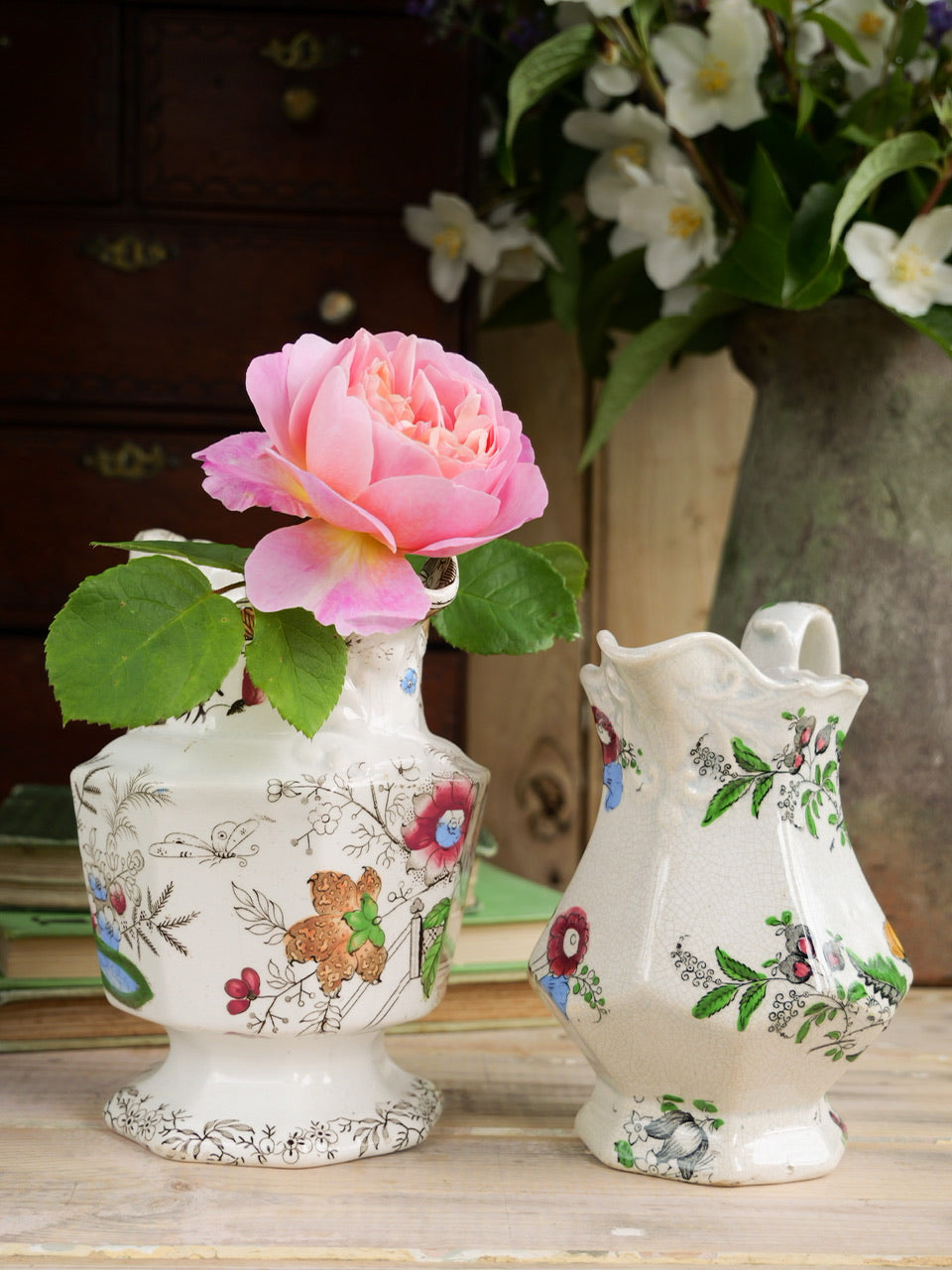 Antique Transferware Jugs - Set of 2