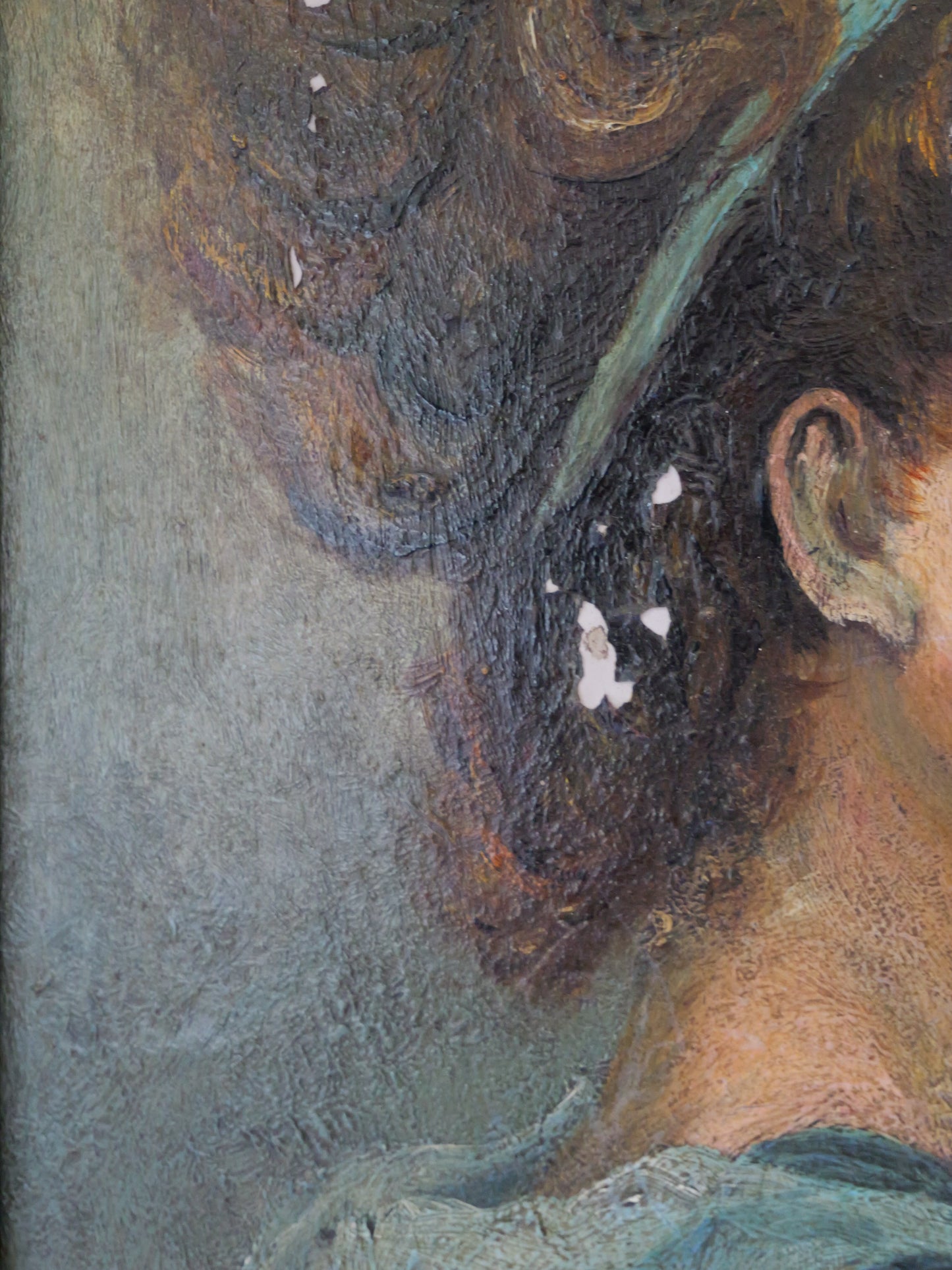 Antique Oil Portrait of a Young Lady