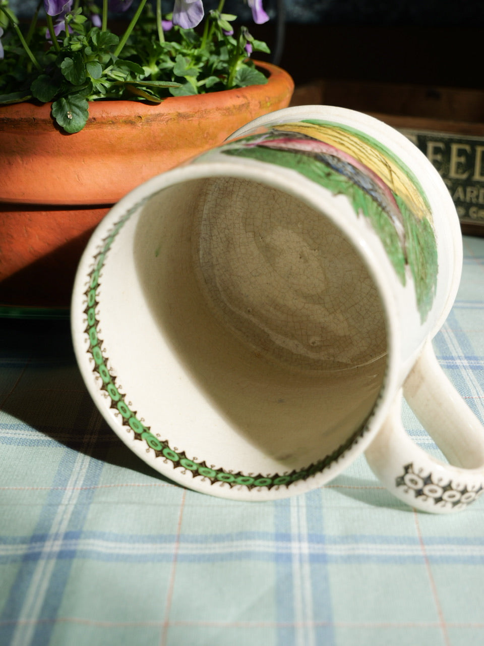 19th Century Hand Coloured Bird Mug