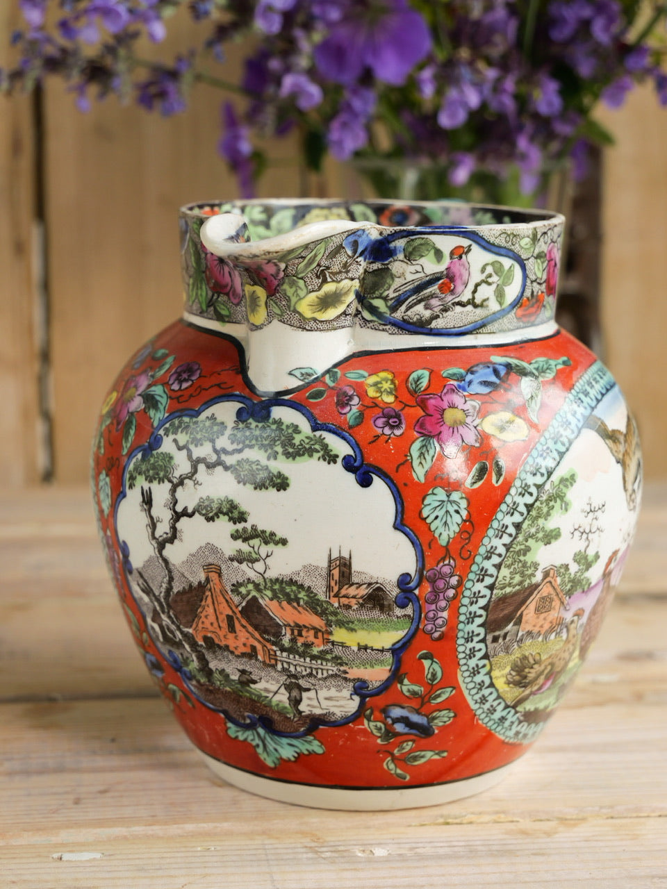 18th Century Georgian Pearlware Avian Transferware Jug