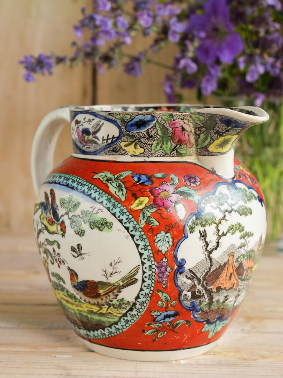 18th Century Georgian Pearlware Avian Transferware Jug