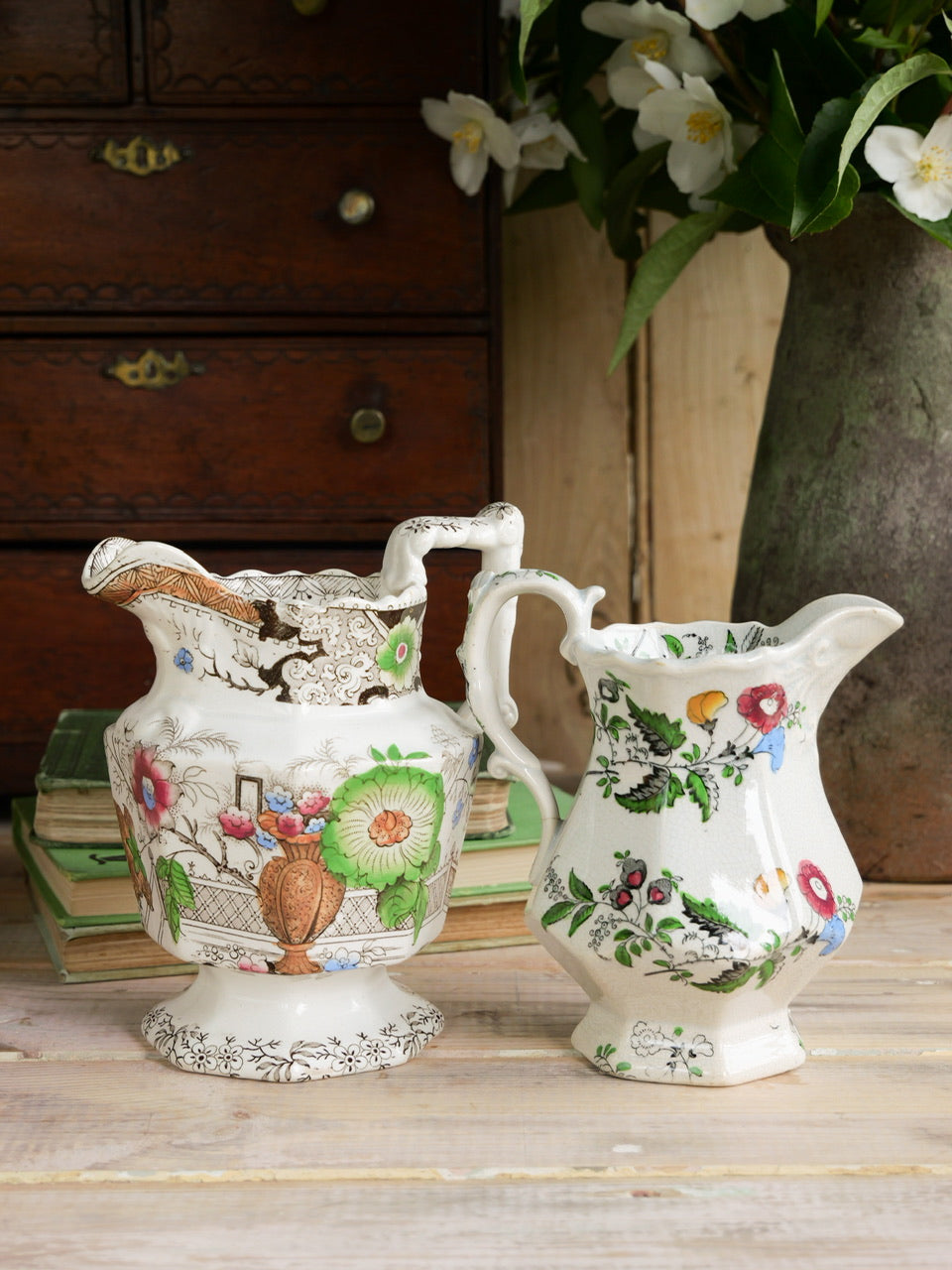 Antique Transferware Jugs - Set of 2