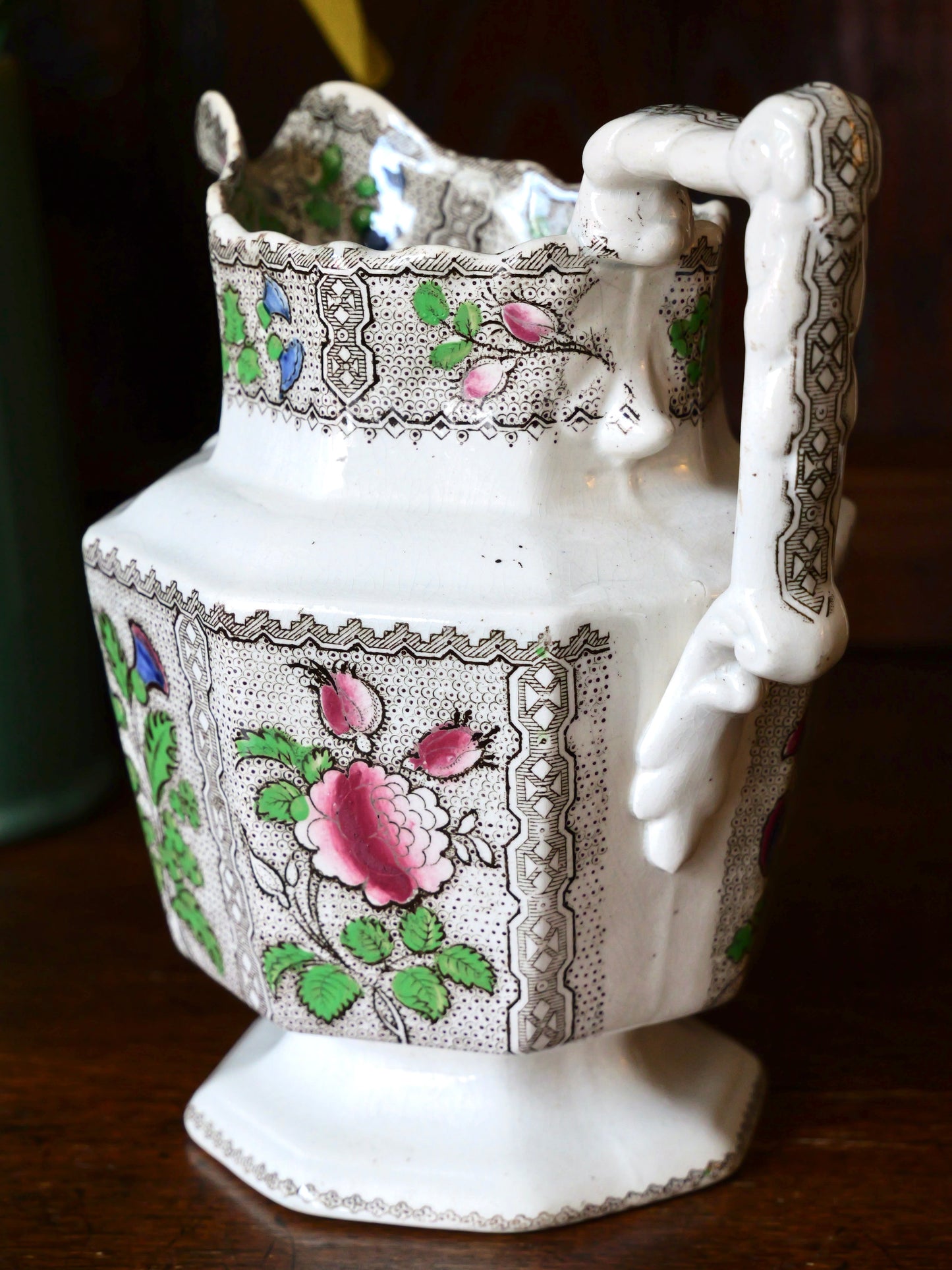 19th Century Hexagonal Transferware Jug