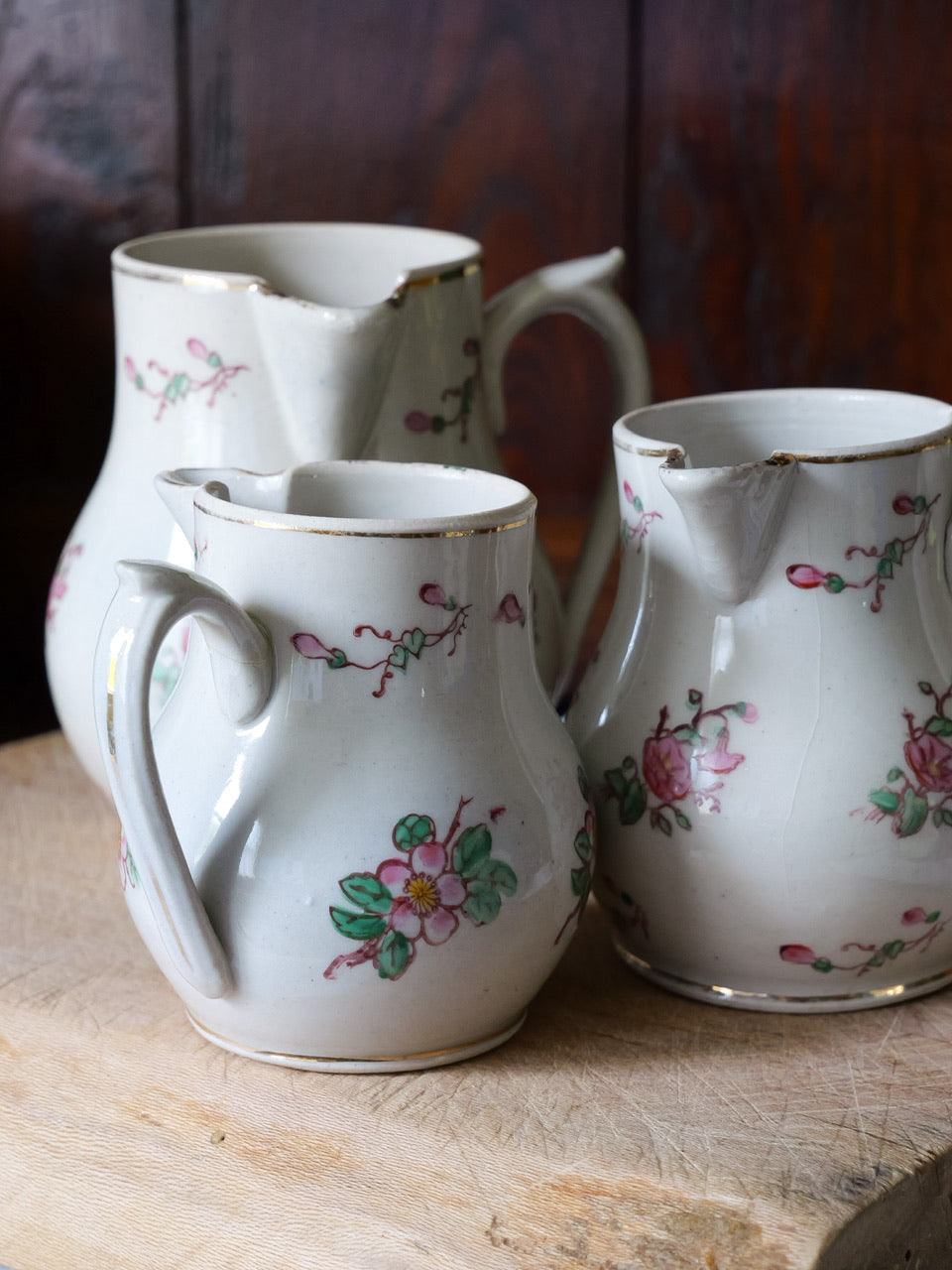 Vintage French Floral Jugs - Set of 3