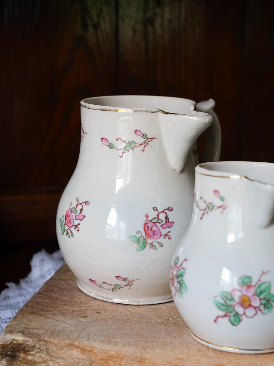 Vintage French Floral Jugs - Set of 3