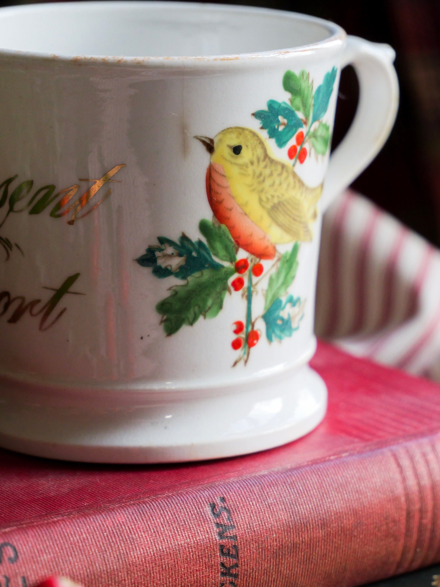 Victorian Hand-painted Southport Robin Mug