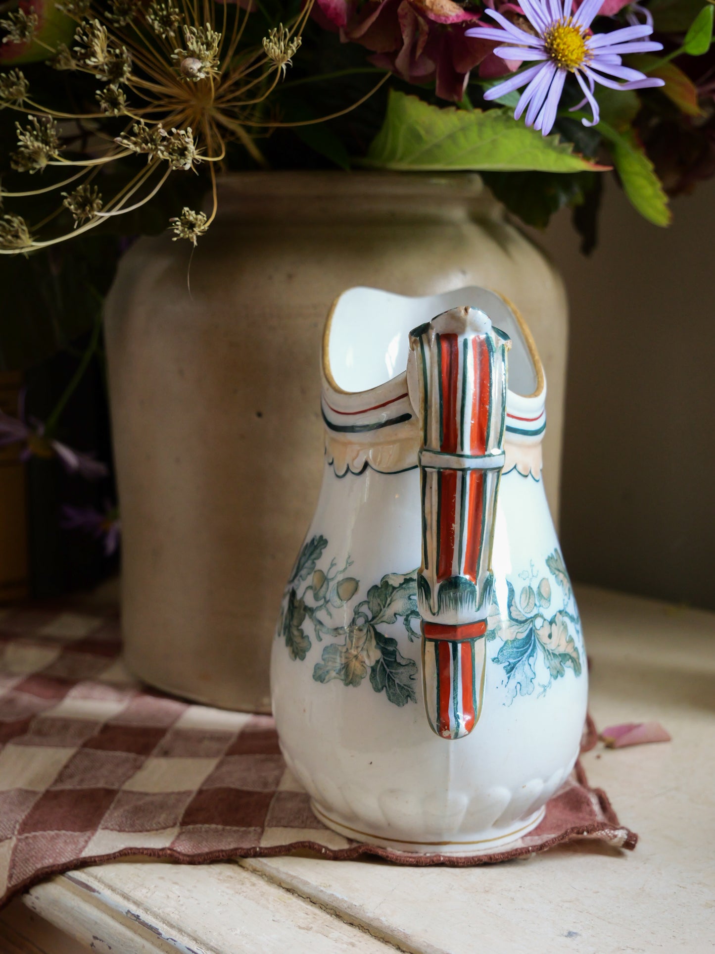 Antique Davenport Acorn Print Jug