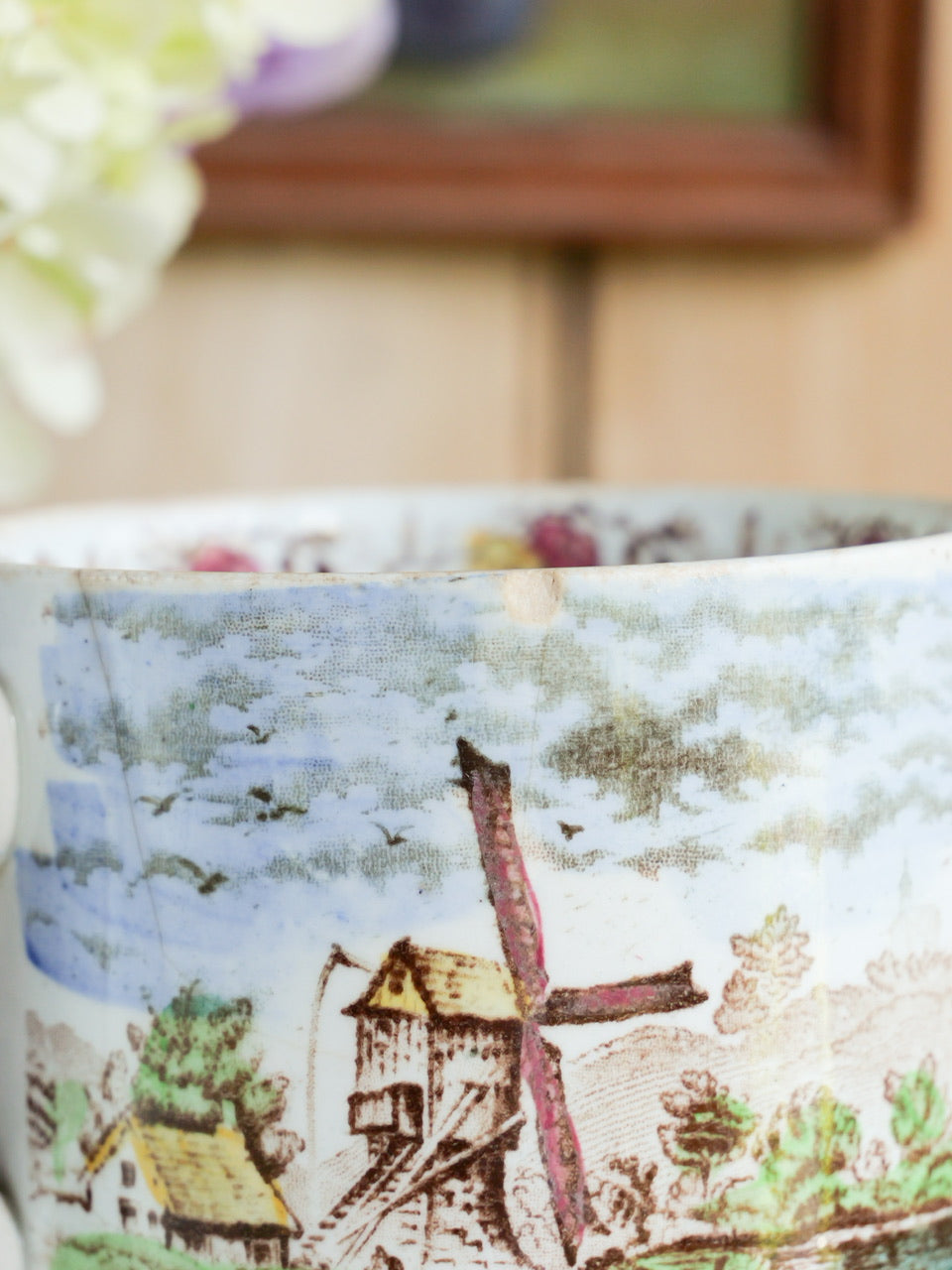 19th Century ‘Windmill’ Transferware Mug