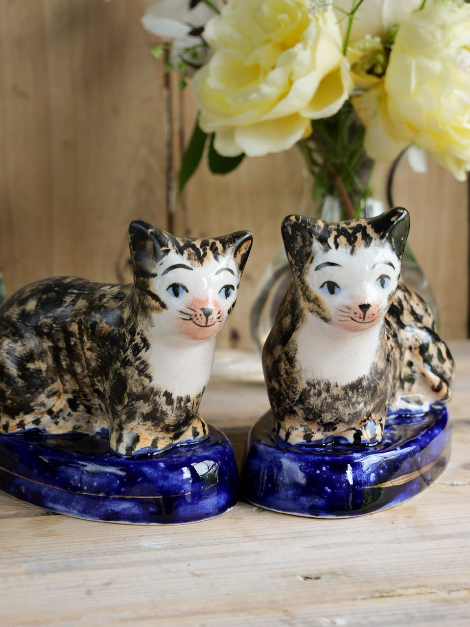 Pair of Antique Staffordshire Hand painted Cats