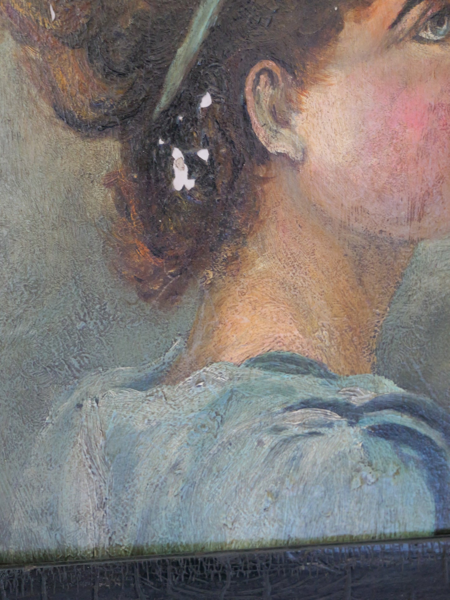 Antique Oil Portrait of a Young Lady