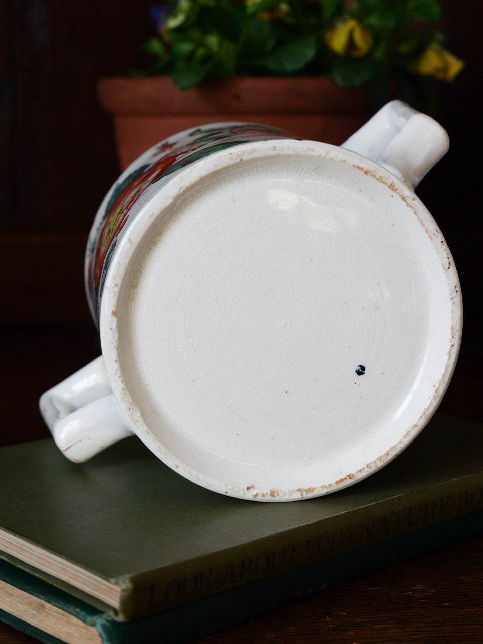 Antique Floral Transfer Loving Cup