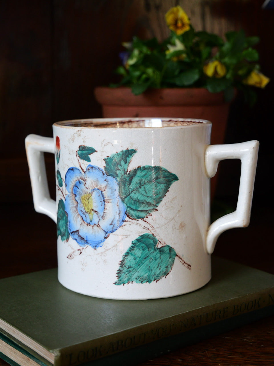 Antique Floral Transfer Loving Cup