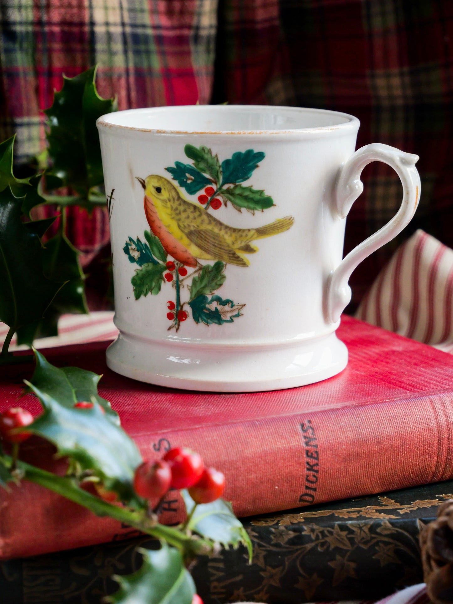 Victorian Hand-painted Southport Robin Mug