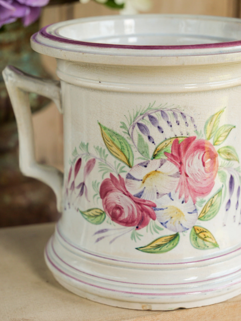 Large 19th Century Inscribed Hand Painted Loving Cup