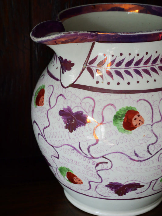Antique Sunderland Lustre Strawberry Jug