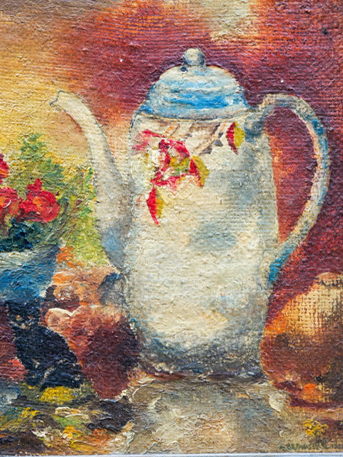 Vintage Art School ‘Coffee Pot’ Oil Painting