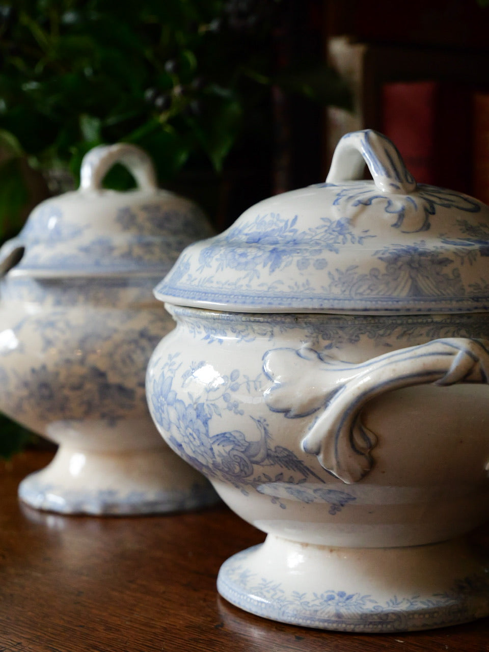 Antique Asiatic Pheasant Sauce Tureens (Set of Two)
